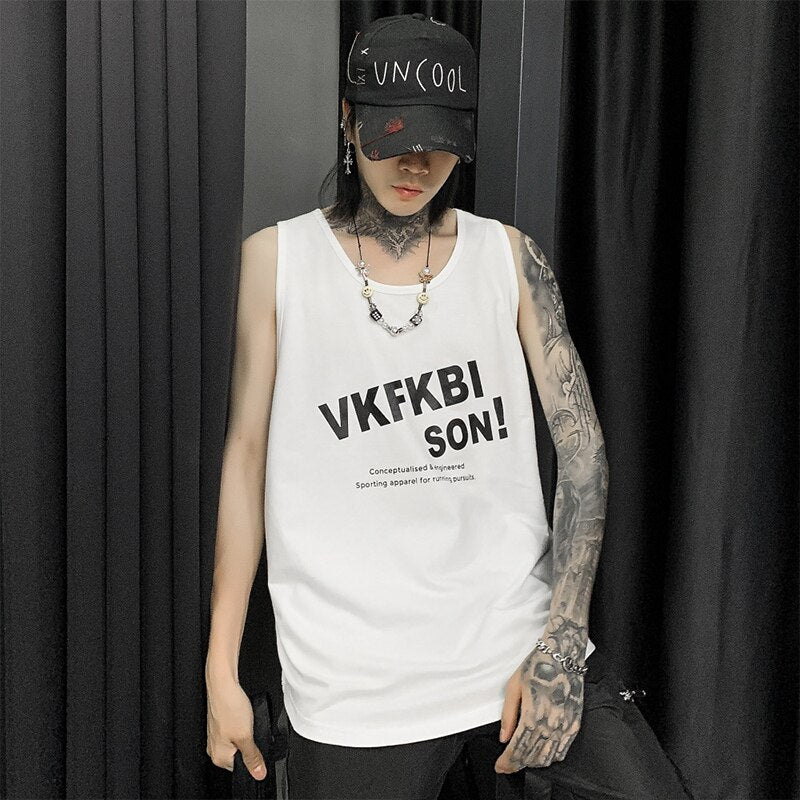 High Quality Letter Print Hip Hop Sport Basketball Vest Tops Tees Sleeveless Men Casual Loose Pullover Couple Wear Tank Tops | Vimost Shop.