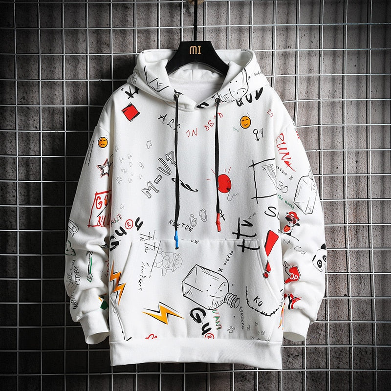 Men's Winter Hoodies Men Spring Anime Graffiti Sweatshirt Male Hip Hop Harajuku Japanese Streetwear Casual Hoodie Men | Vimost Shop.