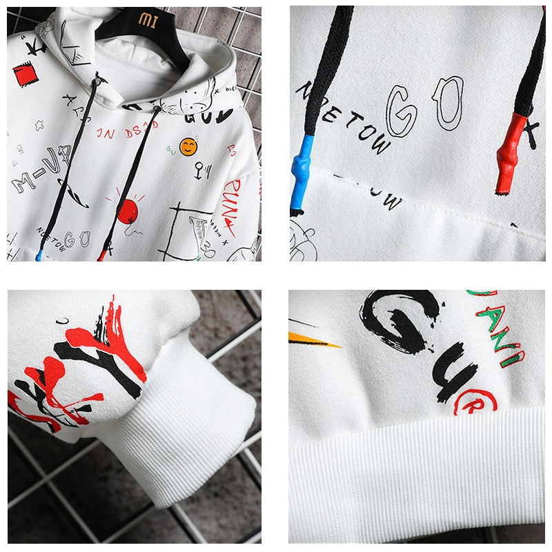 Men's Winter Hoodies Men Spring Anime Graffiti Sweatshirt Male Hip Hop Harajuku Japanese Streetwear Casual Hoodie Men | Vimost Shop.