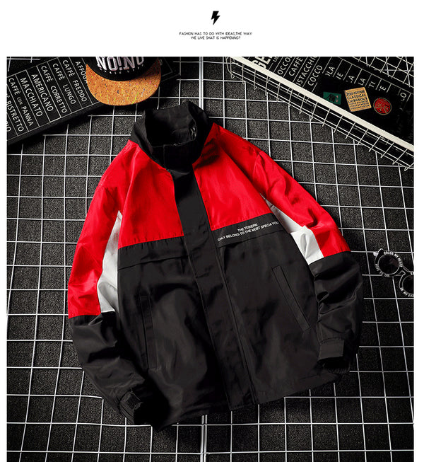 Hip Hop Mens Windbreaker Jacket Autumn Fashion Casual Patchwork Loose Mens Large Size Jacket Sportswear Bomber Jackets | Vimost Shop.