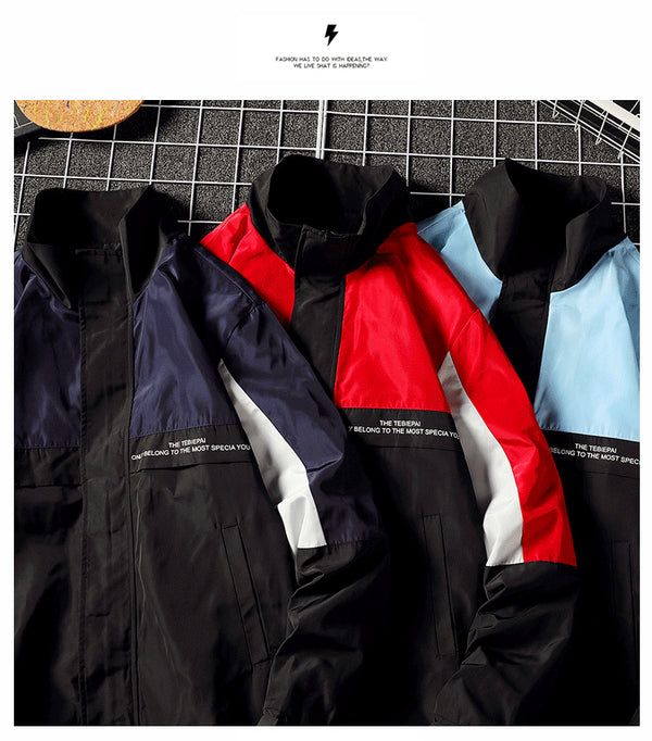 Hip Hop Mens Windbreaker Jacket Autumn Fashion Casual Patchwork Loose Mens Large Size Jacket Sportswear Bomber Jackets | Vimost Shop.