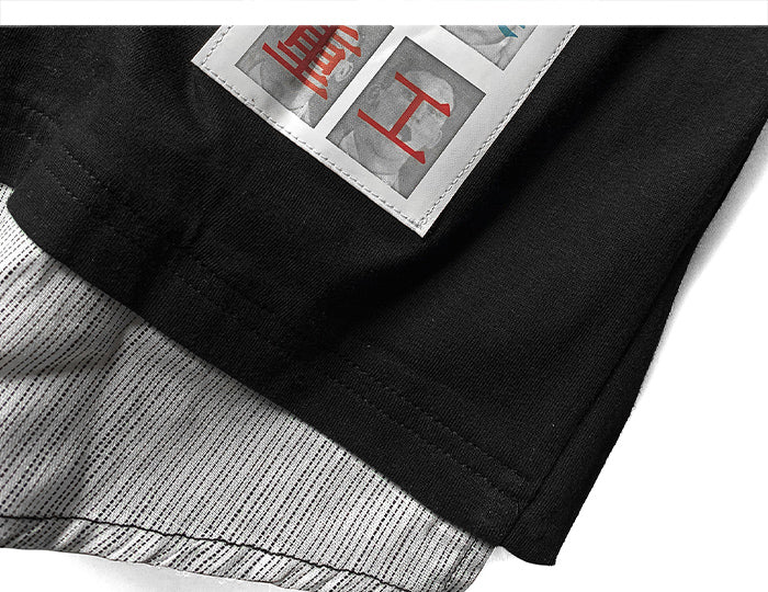 Letter Print Fake Two T Shirt Men Hip Hop Summer Casual Loose Short Sleeve Patchwork Techwear Tshirt Topsni | Vimost Shop.