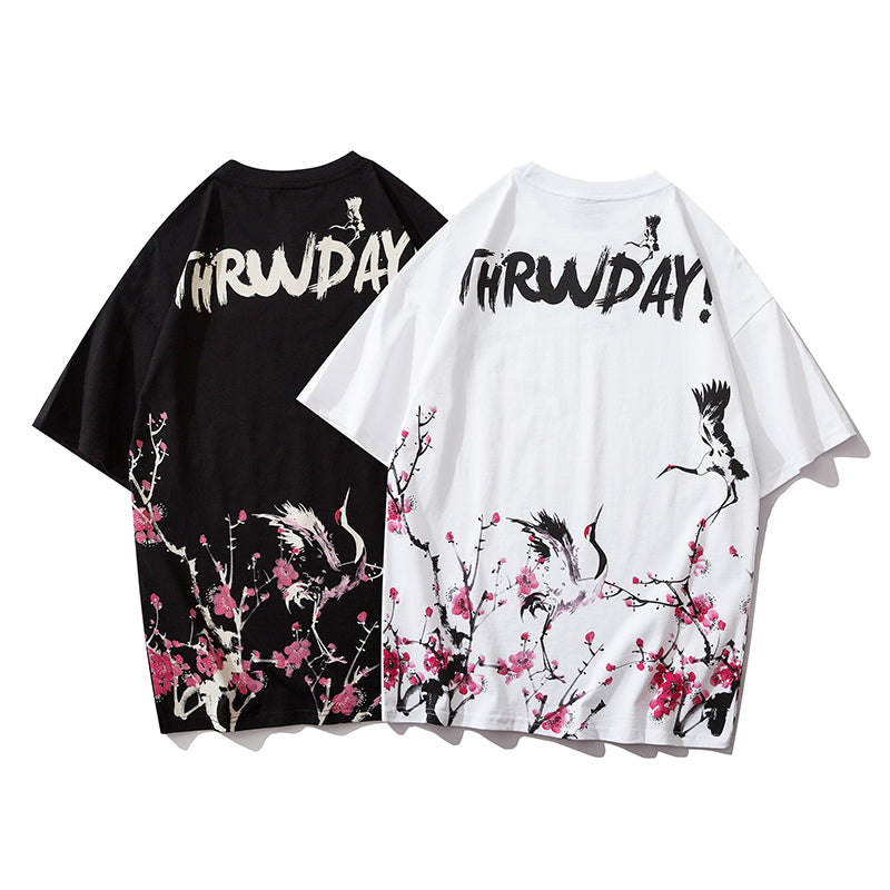 Japanese Geisha Tshirt Streetwear Short Sleeve T Shirt Japan Cotton Tops Tees Men Harajuku Hip Hop T-Shirt | Vimost Shop.