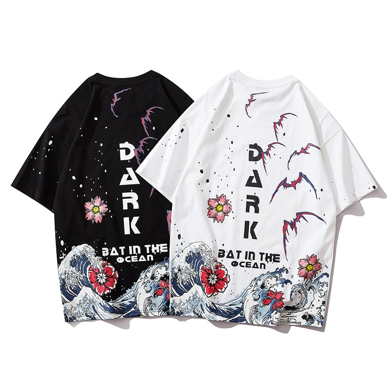 Japanese Geisha Tshirt Streetwear Short Sleeve T Shirt Japan Cotton Tops Tees Men Harajuku Hip Hop T-Shirt | Vimost Shop.