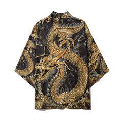 Harajuku Chinese Golden Dragon Kimono Men Women Japanese Streetwear Traditional Cardigan Yukata Male Haori Obi Clothes | Vimost Shop.