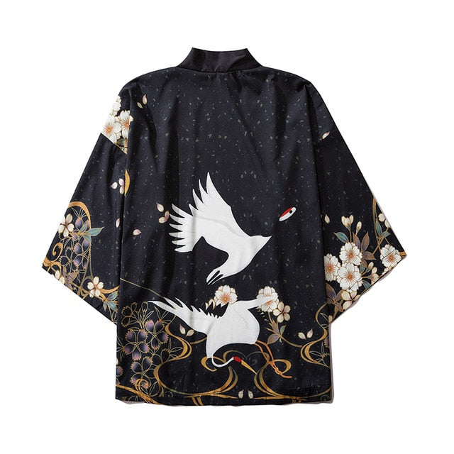 Japanese Crow Print Kimonos Streerwear Yukata Women Haori Harajuku Kimono Robe Cardigan Men Red Asian Clothes | Vimost Shop.
