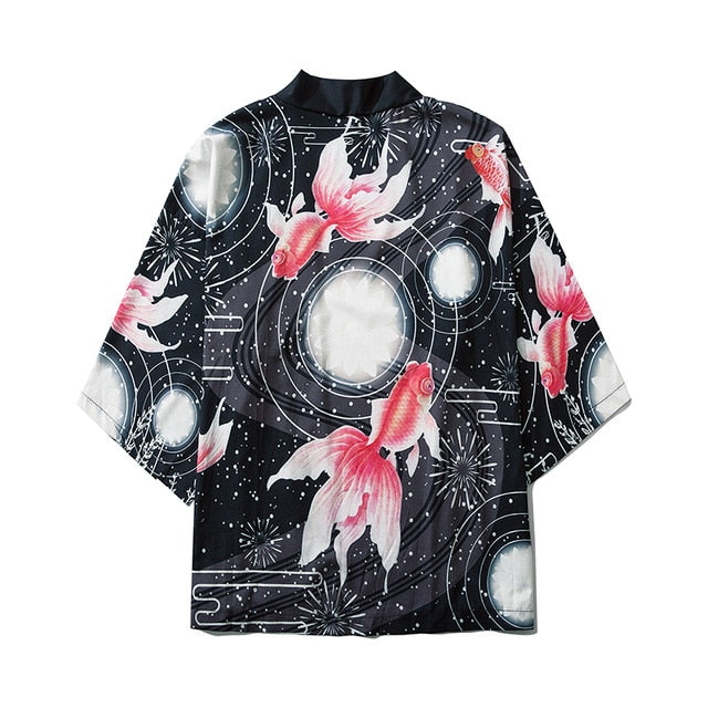 Japanese Crow Print Kimonos Streerwear Yukata Women Haori Harajuku Kimono Robe Cardigan Men Red Asian Clothes | Vimost Shop.