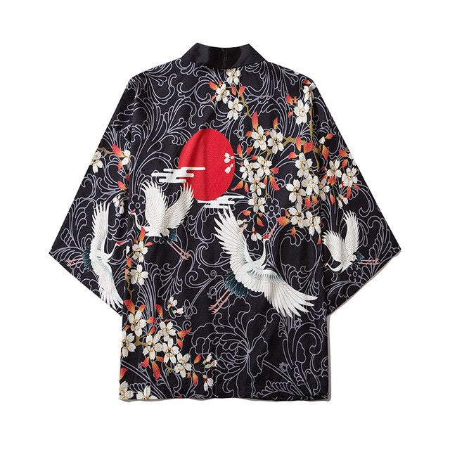 Japanese Crow Print Kimonos Streerwear Yukata Women Haori Harajuku Kimono Robe Cardigan Men Red Asian Clothes | Vimost Shop.