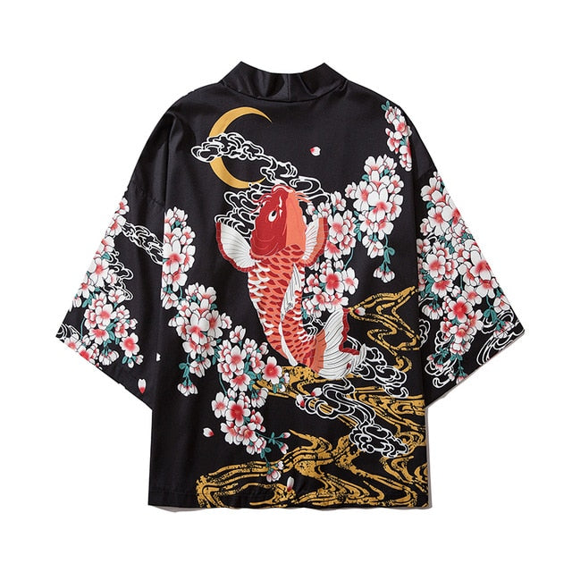 Japanese Crow Print Kimonos Streerwear Yukata Women Haori Harajuku Kimono Robe Cardigan Men Red Asian Clothes | Vimost Shop.