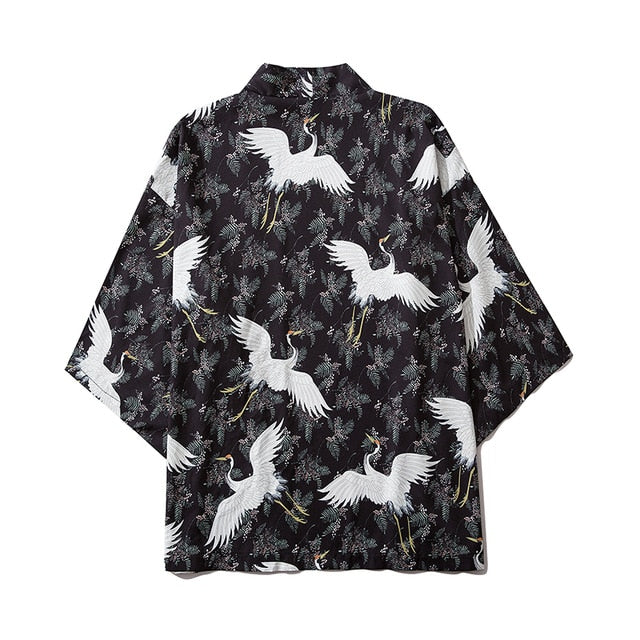 Japanese Crow Print Kimonos Streerwear Yukata Women Haori Harajuku Kimono Robe Cardigan Men Red Asian Clothes | Vimost Shop.