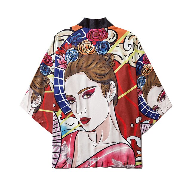 Japanese Crow Print Kimonos Streerwear Yukata Women Haori Harajuku Kimono Robe Cardigan Men Red Asian Clothes | Vimost Shop.