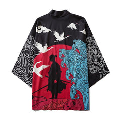 Japanese Crow Print Kimonos Streerwear Yukata Women Haori Harajuku Kimono Robe Cardigan Men Red Asian Clothes | Vimost Shop.