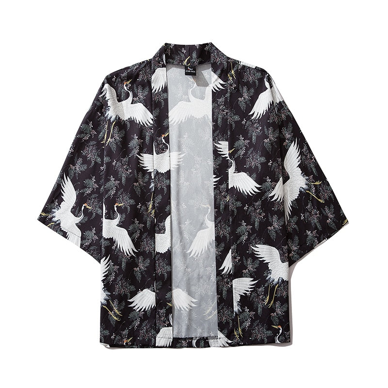 Japanese Crow Print Kimonos Streerwear Yukata Women Haori Harajuku Kimono Robe Cardigan Men Red Asian Clothes | Vimost Shop.