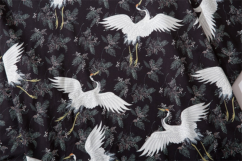 Japanese Crow Print Kimonos Streerwear Yukata Women Haori Harajuku Kimono Robe Cardigan Men Red Asian Clothes | Vimost Shop.