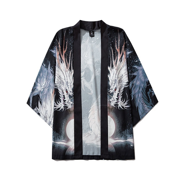 Japanese Style Anime Dragon Kimono Streetwear Men Women Cardigan Japanese Black Robe Female Summer Tokyo Clothing | Vimost Shop.