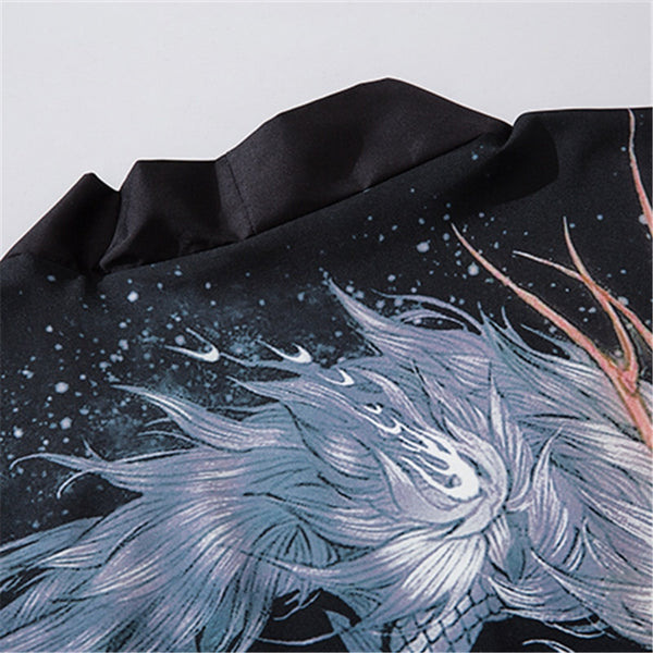 Japanese Style Anime Dragon Kimono Streetwear Men Women Cardigan Japanese Black Robe Female Summer Tokyo Clothing | Vimost Shop.