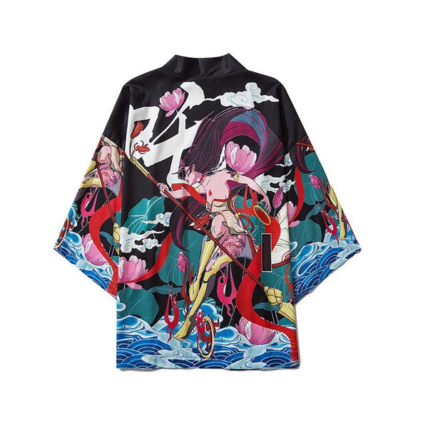 Japanese Style Anime Dragon Kimono Streetwear Men Women Cardigan Japanese Black Robe Female Summer Tokyo Clothing | Vimost Shop.