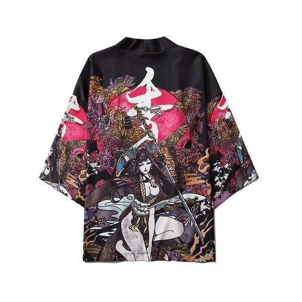 Japanese Style Anime Dragon Kimono Streetwear Men Women Cardigan Japanese Black Robe Female Summer Tokyo Clothing | Vimost Shop.