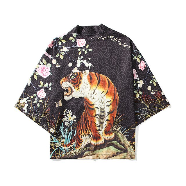 i Japanese Style Anime Tiger Cardigan Kimono Cosplay Harajuku Women Men Yukata Streetwear White Traditional Robe Tops | Vimost Shop.