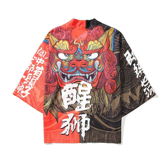 i Japanese Style Anime Tiger Cardigan Kimono Cosplay Harajuku Women Men Yukata Streetwear White Traditional Robe Tops | Vimost Shop.