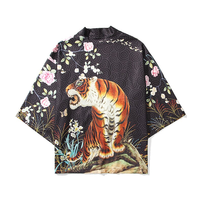 i Japanese Style Anime Tiger Cardigan Kimono Cosplay Harajuku Women Men Yukata Streetwear White Traditional Robe Tops | Vimost Shop.