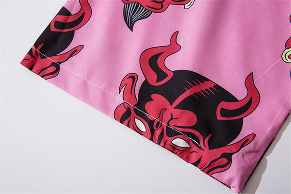 Japanese Traditional Cardigan Kimono Men Harajuku Streetwear Devil Print Costume Yukata Demon Haori Robe | Vimost Shop.