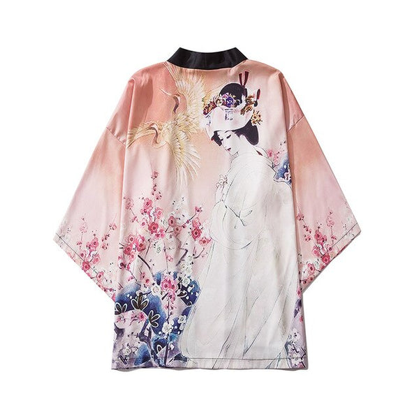 Casual Vintage Pink Women Print Clothes Traditional Kimonos Fashion Men Japanese Asian Style Beach Yukata Clothing | Vimost Shop.