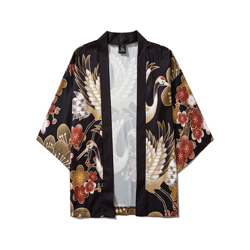 Japanese Crane Kimono Women Cardigan Yukata Fashion Men Haori Obi Clothing Asian Shirt National Tradition Clothes | Vimost Shop.