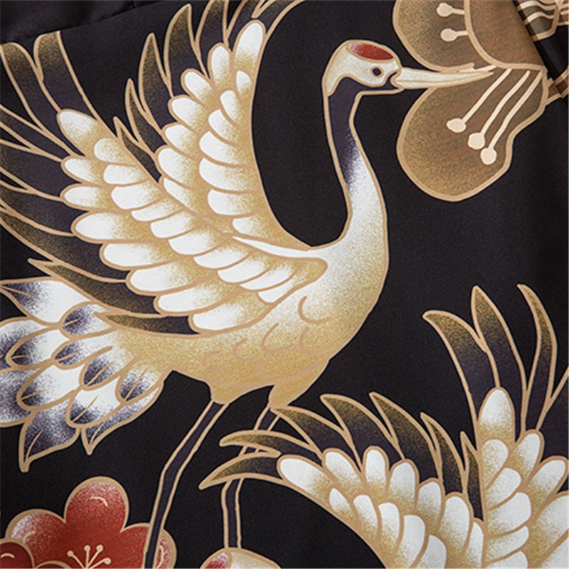 Japanese Crane Kimono Women Cardigan Yukata Fashion Men Haori Obi Clothing Asian Shirt National Tradition Clothes | Vimost Shop.