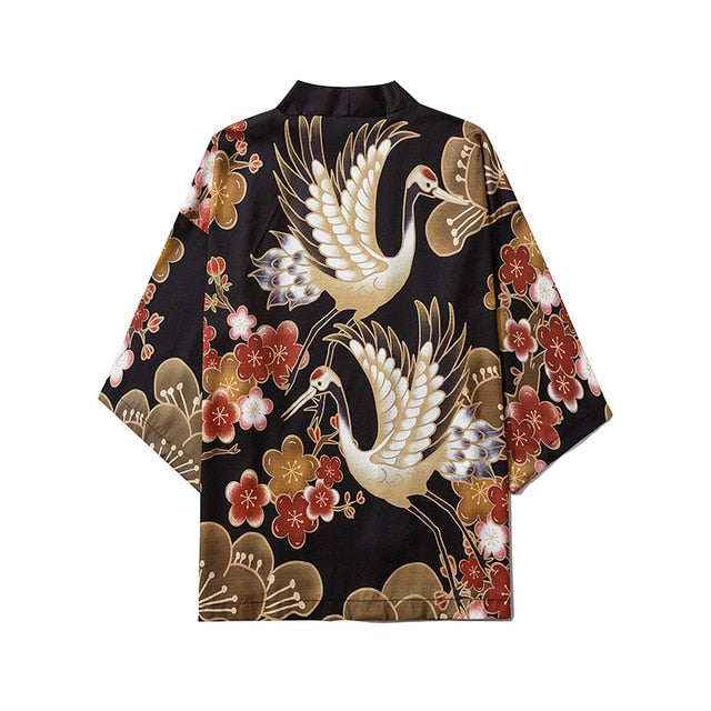 Japanese Crane Kimono Women Cardigan Yukata Fashion Men Haori Obi Clothing Asian Shirt National Tradition Clothes | Vimost Shop.