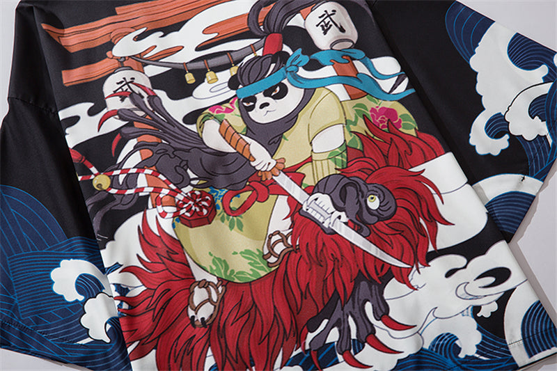 Men Women Chinese Style Anime Panda Samurai Kimono Streetwear Cardigan Japanese Robe Female Clothing | Vimost Shop.
