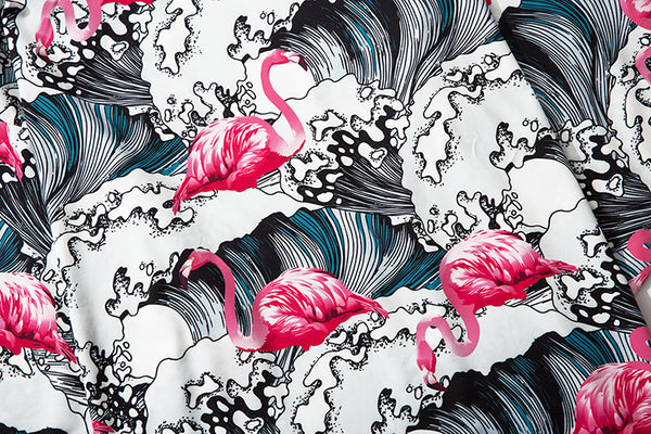 Japanese Style Wave Flamingo Print Men Women Traditional Cardigan Yukata Streetwear Haori Clothes Yukata Kimono Obi | Vimost Shop.