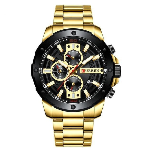 Watch Man Luxury Quartz Watch Sport watches  Stainless Steel Band Gold Business Military Watch Waterproof | Vimost Shop.