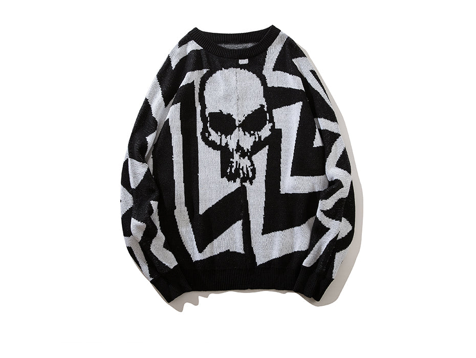 Men Skull Printed Hip Hop Sweater Streetwear High Quality Loose Oversized Sweaters Casual Pullover Clothing KA13 | Vimost Shop.