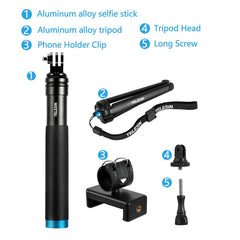 6 in 1 Extendable Aluminum Alloy Selfie Stick + Detachable Tripod Mount Phone Holder for GoPro SJCAM Xiaomi Yi Cameras | Vimost Shop.