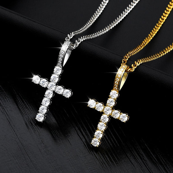 Ice Out Cross Pendant Necklaces For Women Men With Gold Chain Crystal Zircon Bijoux Femme Hip Hop Steampunk Jewelry Gift | Vimost Shop.