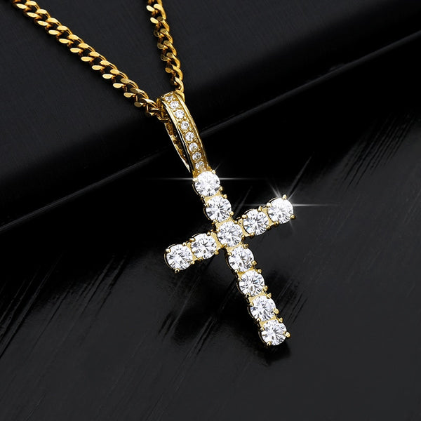 Ice Out Cross Pendant Necklaces For Women Men With Gold Chain Crystal Zircon Bijoux Femme Hip Hop Steampunk Jewelry Gift | Vimost Shop.