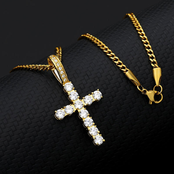 Ice Out Cross Pendant Necklaces For Women Men With Gold Chain Crystal Zircon Bijoux Femme Hip Hop Steampunk Jewelry Gift | Vimost Shop.