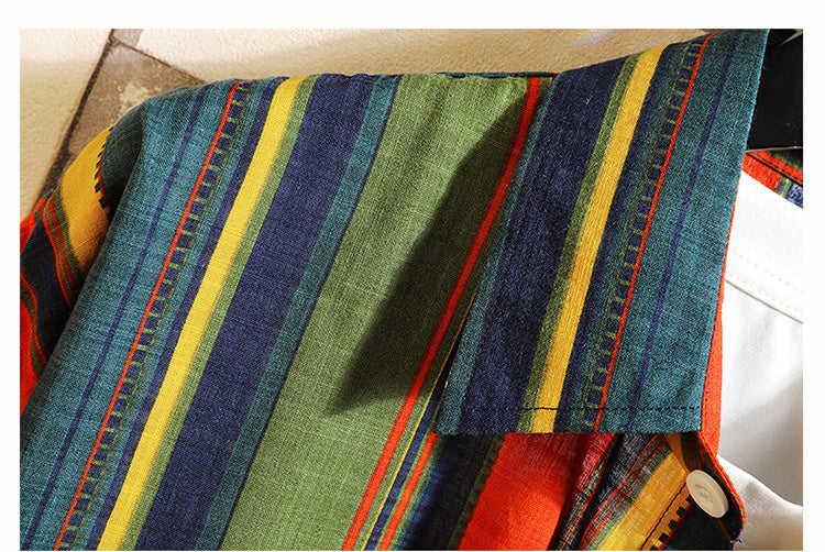 Stripe Bohemian Hawaiian Shirt Men 5XL Japanese Cotton Short Sleeve Beach Casual Shirts Summer Fashion Hip Hop Blouses Male 2020 | Vimost Shop.