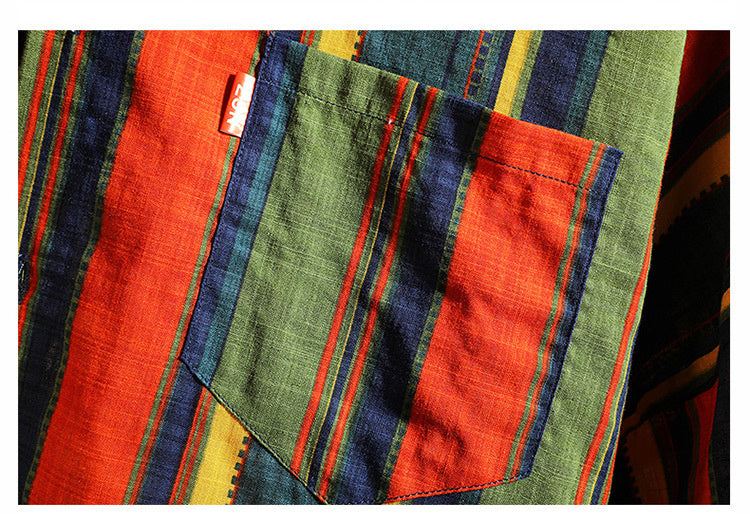 Stripe Bohemian Hawaiian Shirt Men 5XL Japanese Cotton Short Sleeve Beach Casual Shirts Summer Fashion Hip Hop Blouses Male 2020 | Vimost Shop.