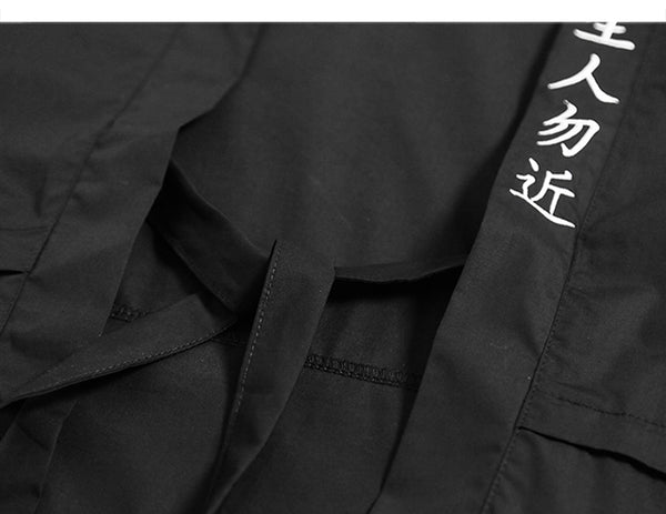 Harajuku Open Stitch Jackets Men Hip Hop Thin Coats Ribbons Japanese Style Male Seven-cent Sleeve Streetwear | Vimost Shop.