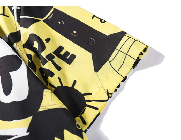 Hip Hop Shirts Graffiti Printing Hawaii Aloha Fancy Beach Streetwear Summer Men Casual Short Sleeve Holiday Shirt | Vimost Shop.