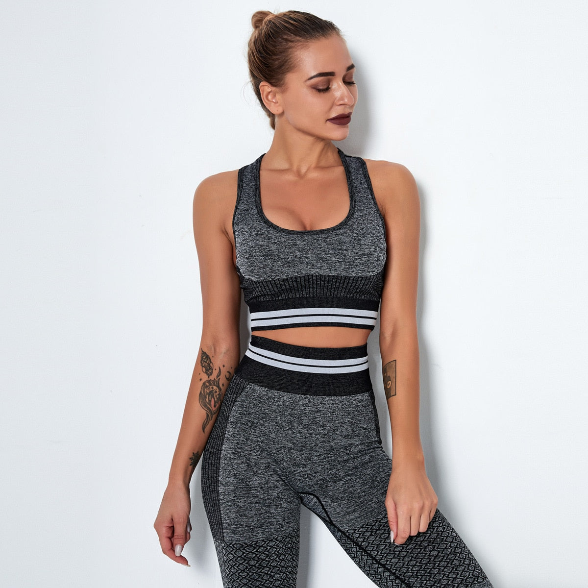 Patchwork Seamless Yoga Fitness Set Women Sportswear Tank Bra And Leggings Shorts Workout Clothes Gym Clothing 2 Piece Tracksuit | Vimost Shop.