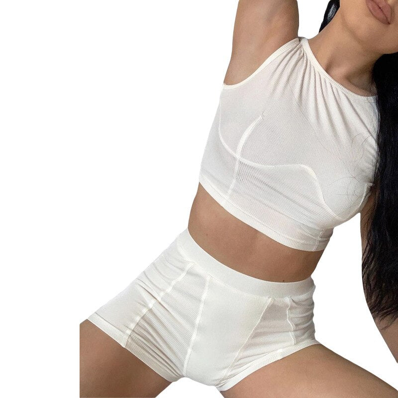Sexy Women Casual Two Pieces Set Tank Crop Top Skinny Pants Workout Tracksuit High Elastic Fitness Jogger Sporty Fashion Suit | Vimost Shop.