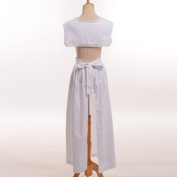 White Apron Dress Cosplay Victorian Adult Vintage Maid Colonial French Pinafore Bonnet Set Halloween Carnival Costume | Vimost Shop.