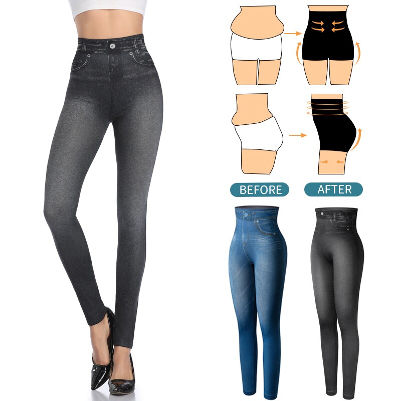 Faux Denim Jeans Leggings High Waist Fashion Slim Women Seamless Leggings Sexy Long Printing Fitness Legging Casual Pencil Pants | Vimost Shop.