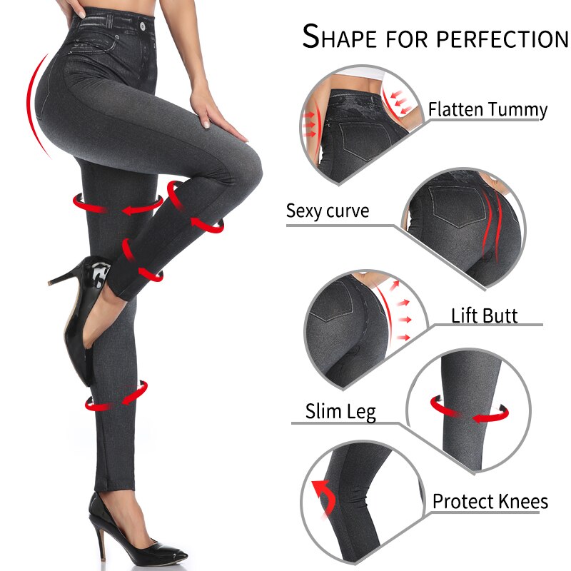 Faux Denim Jeans Leggings High Waist Fashion Slim Women Seamless Leggings Sexy Long Printing Fitness Legging Casual Pencil Pants | Vimost Shop.