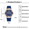 Women's Watches Chronograph Rose Gold Sport Watch Ladies Diamond Blue Rubber Band Xfcs Analog Female Quartz Wristwatch | Vimost Shop.