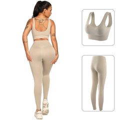 Ribbing Seamless Yoga Sets Fitness Sports Set Tank Crop Top Pants Tracksuit For Women Push Up Work Out Gym  Sportswear Outfits | Vimost Shop.