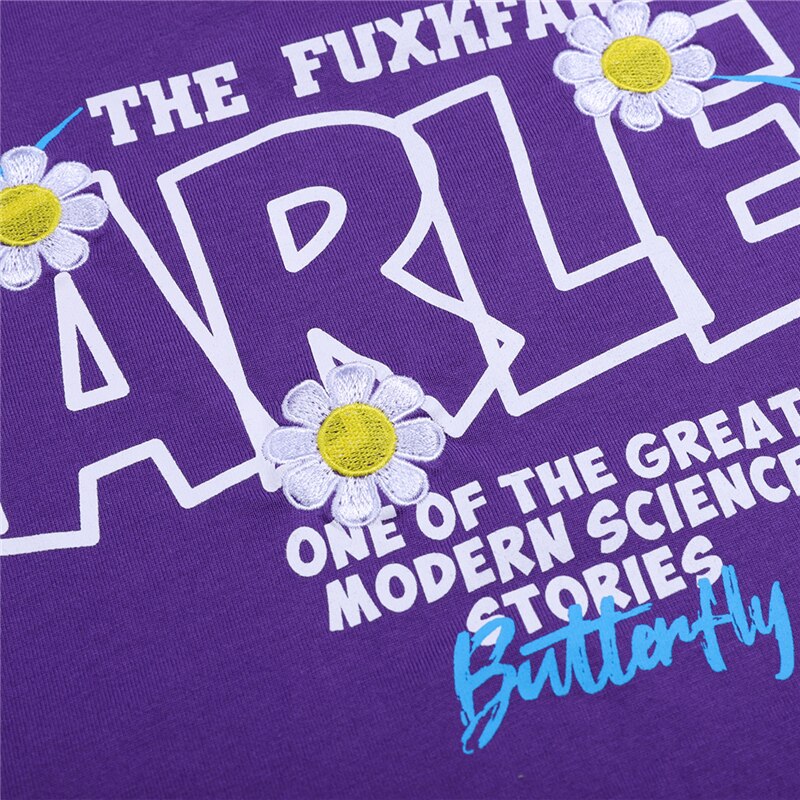 Urban Style Daisy Embroidery Short Sleeve T Shirts Harajuku Hip Hop Casual Tops Men Oversize Tshirts Streetwear Store | Vimost Shop.